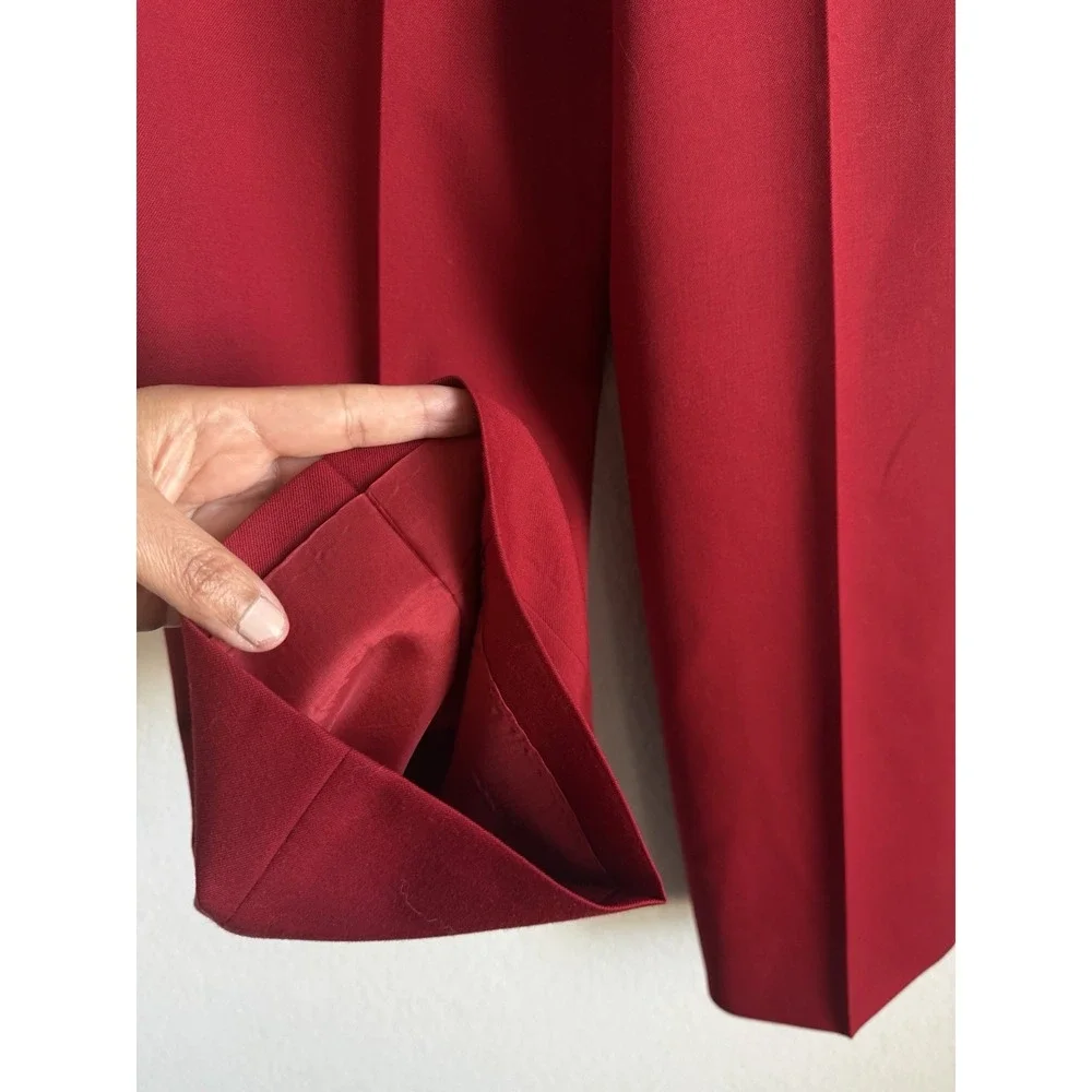 Carlisle Pleated Red Trouser Pant Women 6 Wool‎ Retro Classic Career Office Work